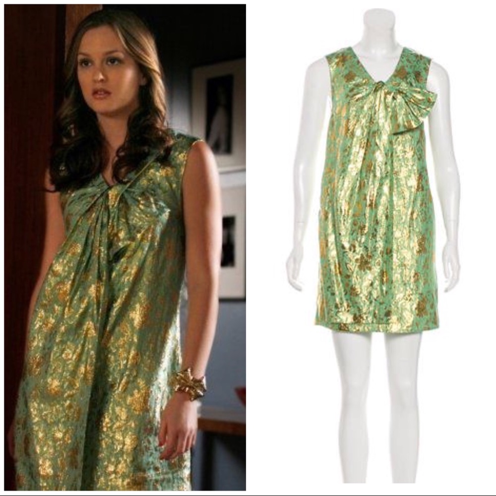 3.1 Phillip Lim Green and Gold Mini Dress